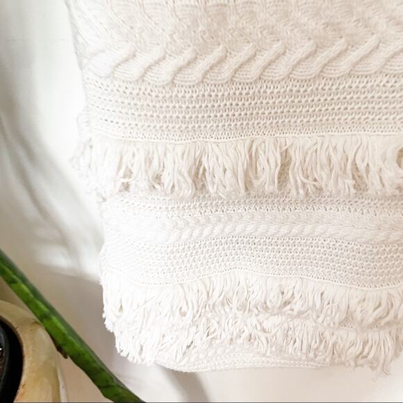 Vince White Cotton Fringe Boho Cable-Knit Sweater Vest Size X-Small - Picture 7 of 8